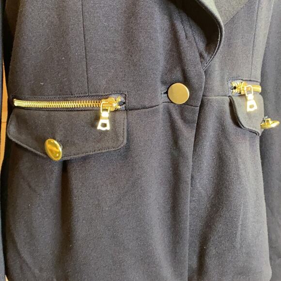 Boston Proper Black with Gold Zipper Accents Blazer Jacket Size 10 - Picture 3 of 9